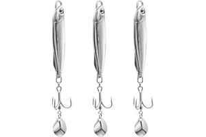 Aoyswuz 3 Piezas 30g Señuelos de Cuchara de Pececillos Plateados 3 Ganchos Señuelos de Pesca para Mar, Aleación de Zinc Anticorrosión Cebos para Pesca Utilizado en Agua Dulce y Salada