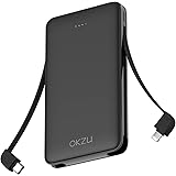 OKZU Caricabatterie portatile con cavi integrati, 10000mah 22.5W PD 3.0 QC 4.0 Ricarica rapida Tipo C Power Bank, Batteria US