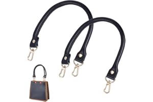 PH PANDAHALL PandaHall 16 Inch Leather Bag Handles, 2pcs Black Leather Replacement Handles Purse Handbags Bag Strap with Alloy Clasps for Bag Making Accessories Purses Straps Supplies, 40cm