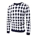 Produktbild LOLIANNI Herren Strickpullover Herbst Winter Pullover Gestrickte Gitter Top Gestreifte Outwear Bluse Manner Feinstrick Sweater Mit Rundhals und Melierung Male Knit Nicht Tops