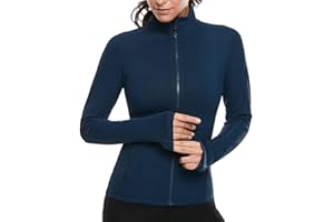 VUTRU Giacca sportiva da donna, a maniche lunghe, per fitness, yoga, fitness, fitness, con tasche, foro per il pollice, traspirante