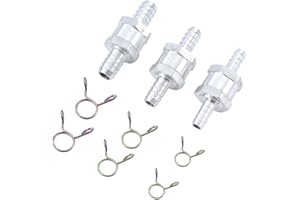 TOPWAY One Way Aluminium Fuel Valve 8mm 10mm 12mm Set of 3 Non Return Fuel Check Valve with Hose Clamps, for Petrol Diesel Oil Water Car Auto Carburettor Low Pressure Systems