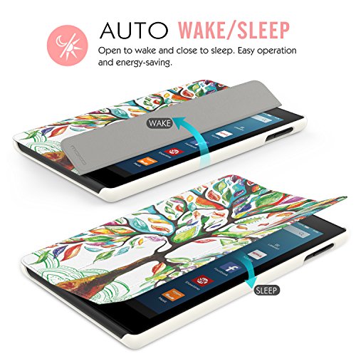 MoKo Hülle für Fire HD 8 2016 – Ultra Slim Lightweight Schutzhülle Smart Cover mit Auto Schlaf / Wach Funktion und Standfunktion für Fire HD 8 Tablet (6. Generation – 2016), Glück Baum - 4