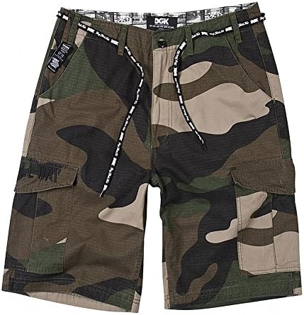 DGK Men's O.G. Cargo Shorts Big Woods Camo Green 42