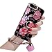 Produktbild iPhone 8 Plus Hülle,iPhone 7 Plus Hülle,iPhone 7 Plus/8 Glitzer Blumen Hülle,Surakey iPhone 7 Plus / iPhone 8 Plus Silikon Hülle Glitzer Bling Diamant Schutz Schutzhülle TPU Handytasche,Bunte Schwarz Floral Blumen Muster Glänzend Glitzer Kristall Strass Diamant Mit Ring Ständer Halter Stoßdämpfend Ultra Slim Rückseite Silicone Case TPU Silikon Schutz Handy Hülle Case Cover Handyhülle Schutzhülle Glitzer Blumen Tasche Etui Bumper für iPhone 7 Plus / 8 Plus (5,5 Zoll) - Rosen Blumen #1
