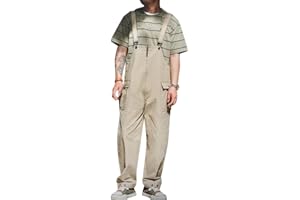 Oanviso Salopette Uomo Overalls Elasticità Salopette in Denim Casual Pantaloni Strappati Loose Fit Moda Ragazzo Jumpsuit Pagliaccetti da Lavoro con Bretelle