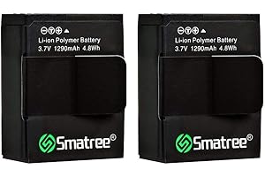 Smatree Lot de 2 batteries Li-polymère haute capacité - 1 290 mAh, pour GoPro Hero 3 et GoPro AHDBT-201/AHDBT-301/AHDBT-302