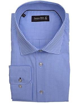 Jacques Britt Hemd Ben VS Vollschnitt Blau Weiß kariert