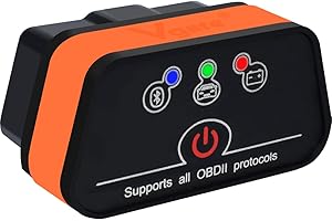 ‎VLINKER Vgate iCar2 BLE 4.0 OBD2 Bluetooth Adapter ELM327 Scanner Kfz-Diagnosewerkzeuge Motorsystem-Diagnosewerkzeuge für Android/iOS (Schwarz/Orange)