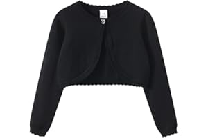 KISLOVE Mädchen Strickjacke Langarm Shrug Baumwolle EIN-Knopf Bolero Kinder Sweatshirt Hochzeit Kommunionkleid Taufekleid Mantel Strickwaren für 1-14 Jahre