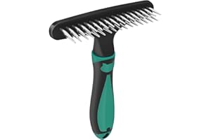 GEHANICO Pet Grooming Brush Carpet Restoration Carpet Rake Hair Cleaner Suitable for Rug and Carpet Undercoat Rake Comb for Dogs and Cats Slicone Handle Deshedding Brush (Green)