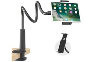 VENQI Gooseneck Tablet Holder,Tablet Stand for Bed Gooseneck Mount Flexible Arm 360 Clip,Flexible Arm Clip Tablet Mount Compatible with iPad Switch,More 4.7-10.5" Devices