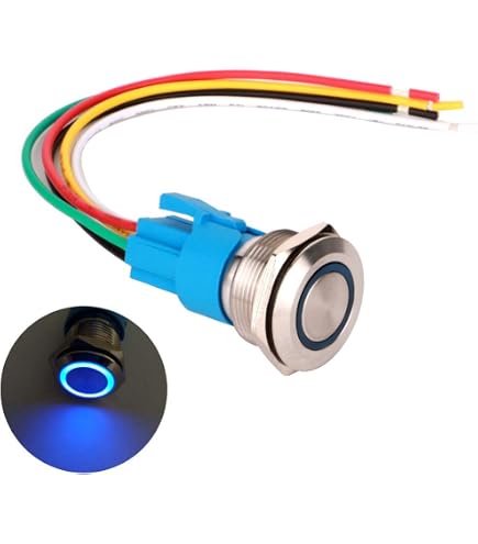 Boutons Poussoirs Momentanés GUUZI - 2 Pièces Étanches 220V-230V/5A Avec Anneau LED Bleu Et Rouge