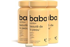 Baba Nutrition Complément Alimentaire Pour La Beauté Et La Régénération De La Peau | Complexe De Plantes Et De Minéraux Pour Un Bel Aspect De La Peau | Sélénium+Collagène+Zinc | Lot De 3(180 gélules)