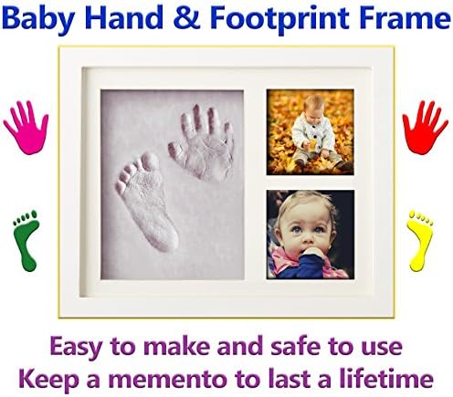 Baby Hand and Footprint Frame Set. Easy Clay Moulding Kit, Perfect Gift for Newborns, Babies or Toddlers. Makes a Lovely Father's Day Gift. Suitable for Boys and Girls. New and Updated for 2018