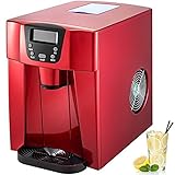 BuoQua Machine à Glaçons Portable Ice Maker 12KG par 24H Remplissage d'Eau Manuel ou Automatique (Rouge)