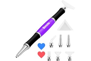 benote Ergonomic Diamond Art Painting Pen, Upgrade Diamond Art Pen with Dual Rubber Metal Screw In Tip Round And Square Drill Pen for Art DIY Craft Adults or Kids - B10 Purple