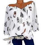 GJKK Bluse Damen Herbst Shirt Reizvoller Übergröße Half Ärmel Federdruck V-Ausschnitt Sweatshirt Langarmshirt Tops Oberteil Hemd T-Shirts Tunika(S-5XL)