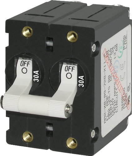 Blue Sea Systems7238 A-Series White Toggle Circuit Breaker, Double Pole, 30A