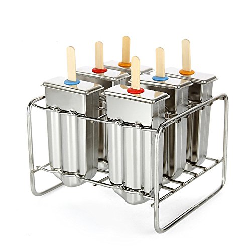 Baffect® Edelstahl Popsicle Form mit Stick Holder Eiscreme Form von 6 (Runden)
