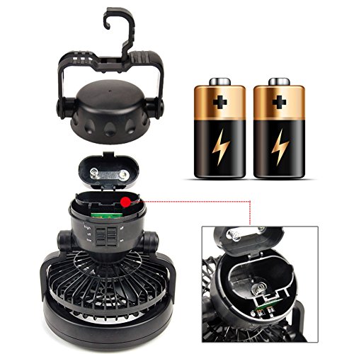 Camping LED Laterne Taschenlampen, 2in1 Fan Lampe Portable LED Camping Laterne mit Deckenventilator 18 LED Taschenlampe Deckenventilator für Outdoor Wandern, Camping, Angeln Ausfälle und Notfälle Zelt - 6