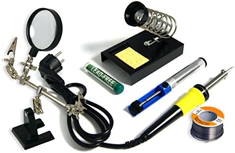 Grovendo High Quality Complete Soldering Lötset with Soldering Iron, Soldering Iron Stand Desolder (Sucker Pump) Lötzin in Dispenser – with Helfender Hand and Extra Solder Set