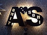 Designelle Wooden Brown Personalized Couple Alphabet LED Lamp Unique and Best Romantic Gift for Couple for Marriage Engagement and Wedding Anniversary