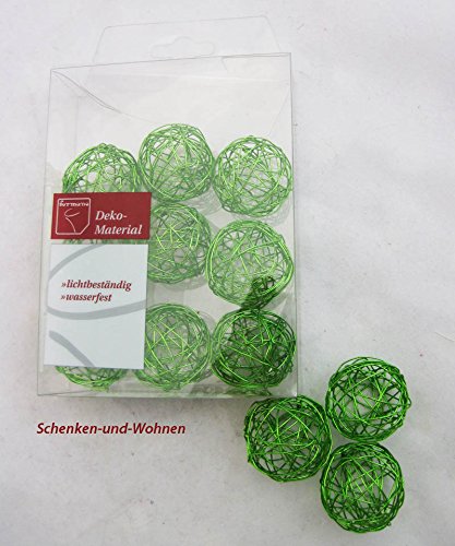 Drahtbälle, Drahtkugeln 12-er Set Apfelgrün, ca. 3 cm Durchmesser