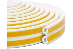 YANKUIRUI 10 m Sealing Tape for Doors, Windows, Self-Adhesive Door Seal, Window Seal, Anti-Collision Sealing Strips, Rubber Foam Seal Strips, Sound Insulation, White