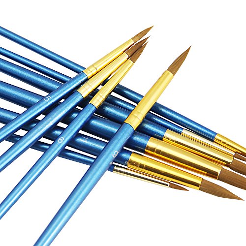 ZILONG 12 Stück Künstlerpinsel Set, Malen Pinsel, Gemälde Pinsel, Wasserfarbe Pinsel, Feine Pinsel für Gemälde auf Acryl / Aquarell / Ölmalerei / Skizze, Blau - 3