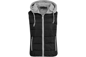 YOUTHUP Women's Quilted Gilet with Hood Thick Casual Body Warmer Full Zip Sleeveless Jacket