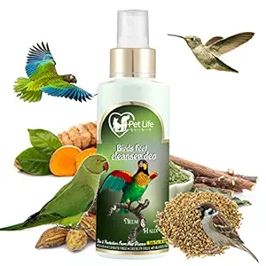 Pet Life Organic & Ayurvedic Birds Feet Cleanser Deo for Feet Healthy & Aromatic Spray Dry & Waterless for Poultry Birds, Parrots, Sparrow, Pigeon, Hen - Natural Ingredients - All Bird Type - 200 Ml