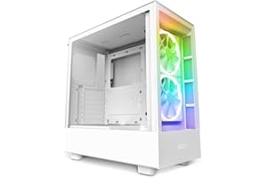 NZXT H5 Elite Blanc - CC-H51EW-01 - Boîtier PC Gaming Moyen-Tour ATX Compact – Ventilateur RGB intégré - Panneaux Avant et latéral en Verre trempé