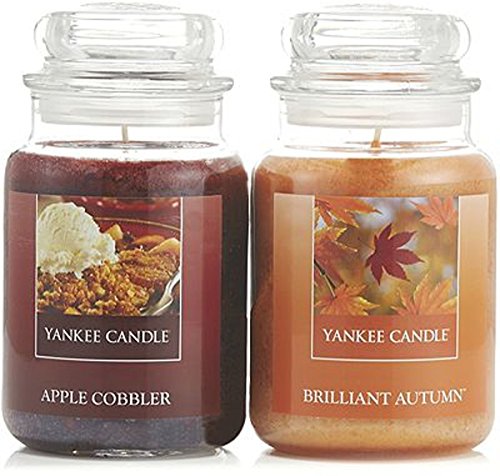 Offizielles Yankee Candle Set 2 seltene groß Gläser Apple Cobbler & Brilliant Herbst