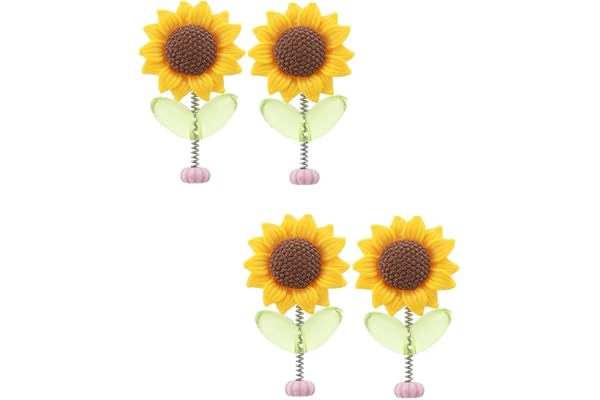 Priyyiu 4 Pièces Tableau de Bord de Voiture Ornement de Tournesol Tête Secouant la Danse Tournesol Dessin Animé Ornement Intérieur de Voiture Ornement de Fleur Mignon