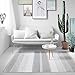Produktbild T-homeidea Teppich Nordischer Baumwollteppich Indischer Handgewebter Gestreifter Fransenteppich Wohnzimmer Studie Schlafzimmerteppich (Color : Grau, Größe : 60 * 120cm)