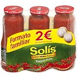 El Tomate Frito de Solís es la receta clásica de salsa elaborada con tomate, sabor 100% natural, en frasco de vidrio de 360 gr