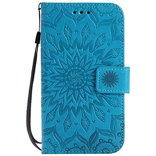 Nancen Tasche Hülle für,Samsung Galaxy Grand Neo Plus I9060 Hülle,Samsung Galaxy Grand Neo Plus I9060 / Grand Duos I9082 (5 Zoll) Leder Wallet Tasche Brieftasche Schutzhülle, Nancen Prägung Sonnenblume Muster PU Leder Handytasche im Bookstyle Stand Funktion Kartenfächer Magnet Etui Schale - 2