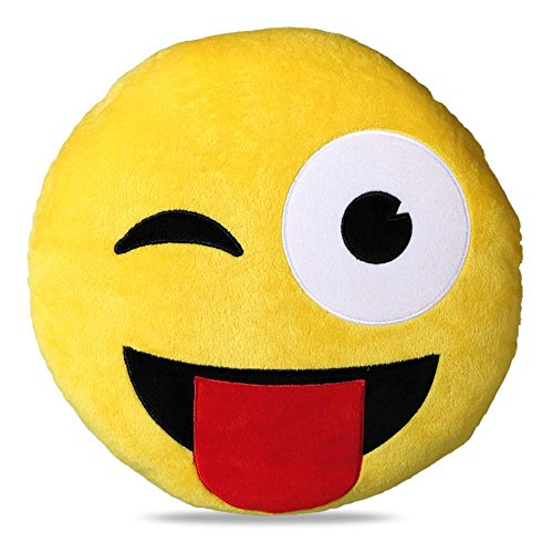 Plüsch-Kissen "Tongue Emotion" Smiley Emoji Emoticon 30 cm