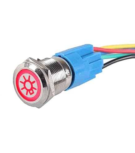 Interrupteur à Bascule Bleu LED 16mm 12V - Bouton Poussoir Métal, étanche, Pour Voiture, Bateau, Projecteurs - 2