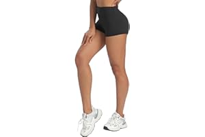 DDOBB Pantaloncini sportivi da donna, a vita alta, per palestra, per la pancia, per il ciclismo, opachi, per lo sport, Nero , XXL