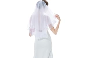 BEAUTELICATE Velo de Novia Boda Blanco Marfil Sencillo Encaje Bordado Borde 2 Capa Suave Tul Con Peine Longitud Del Dedo