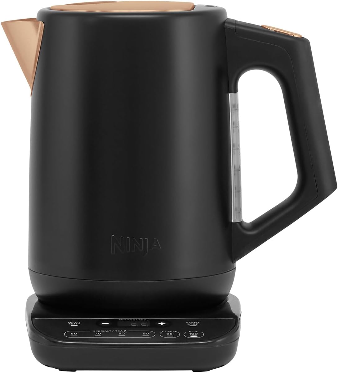 Ninja Perfect Temperature Kettle, 1.7L, LED Display, Easy to Use Kettle with Rapid Boil and Temperature Control & Hold, Black & Copper, KT200UKCP