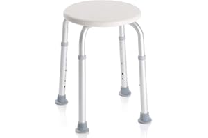 GOVITA - Sedia per doccia, Sgabello da doccia, forma rotonda, regolabile in altezza, SGABELLO BAGNO ROTONDO, Sgabello doccia per anziani, Sedia doccia per disabili, Piedini antiscivolo