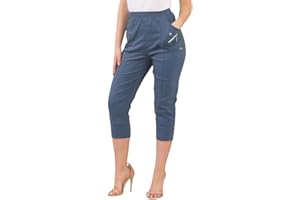 AR Paris Fashions® Women Cherry Berry Capri 3/4 Trousers, Ladies Elasticated Cotton Stretch Cropped Bottom Pants Plus Size 10-24