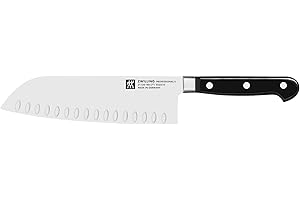 ZWILLING Couteau Santoku, Lame Alvéolée : 18 cm, Grande Lame, Acier Inoxydable, Manche Noir, série Professional S