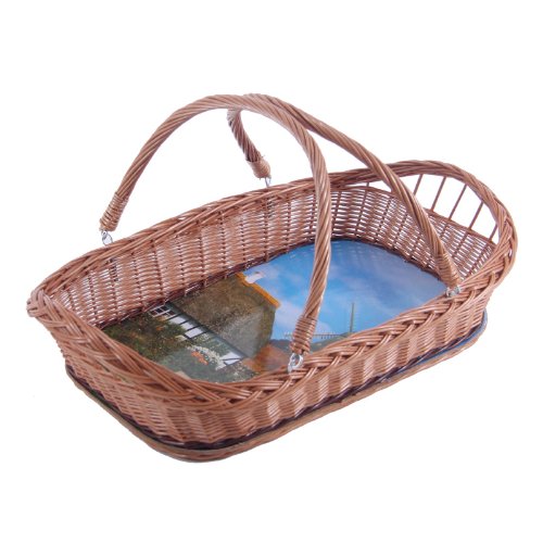 Weidentablett mit Hänkel 60x40cm Tablett Tablettkorb Korbtablett Weide Serviertablett - 2