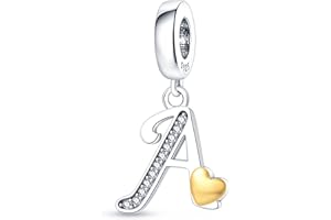 HappyStar Charms Abalorios Letras A-Z de Colgantes Cuentas Plata de Ley 925 con Mariposas, Compatible Pulsera Collar Europeo,Christmas Charms Mujer Niña for Birthday