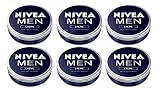 nivea creme lata azul tatuagem No graso 6 x Nivea Men Crema Crema Cara Mano Cuerpo Crema Hidratante Piel Seca 75 ml lata