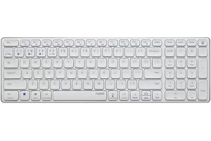 Rapoo E9700M klawiatura bezprzewodowa, płaskie, aluminiowe, przyjazne dla środowiska, wielokrotnego ładowania, układ DE, QWERTZ PC i Mac, kolor biały